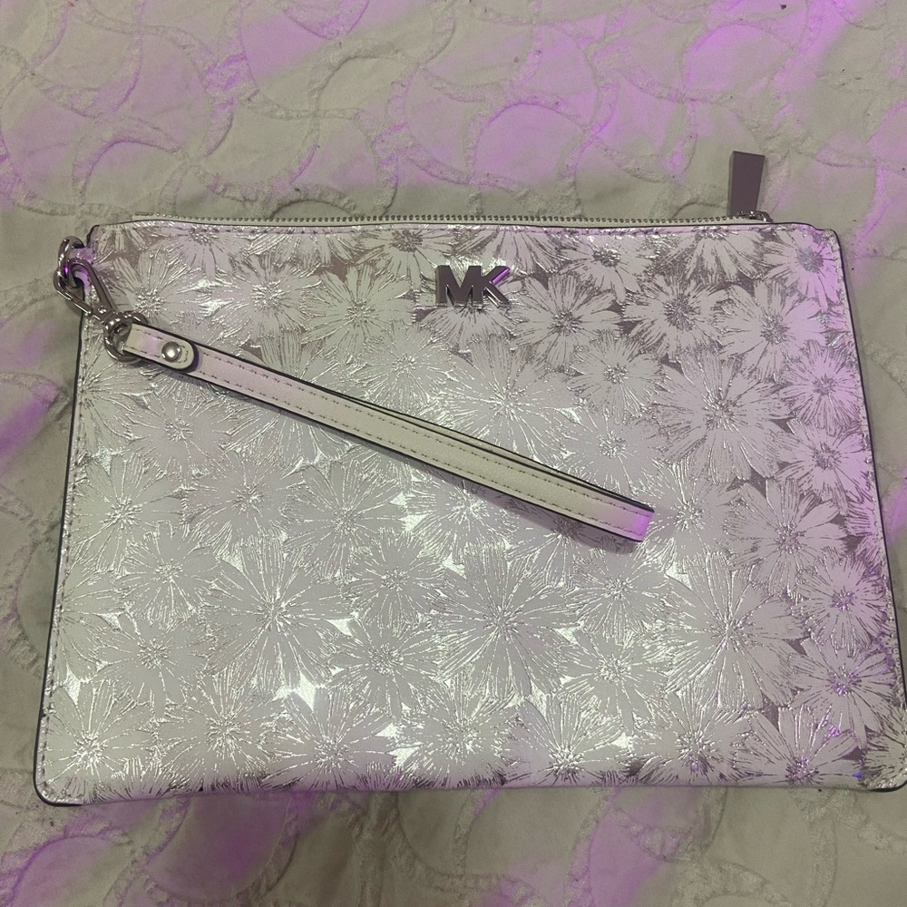 Michael Kors Metallic Floral Wristlet